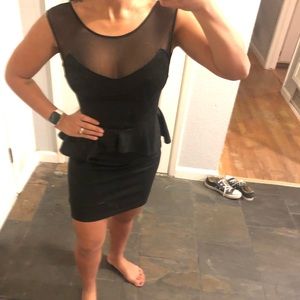 Black peplum dress with mesh detail size XS